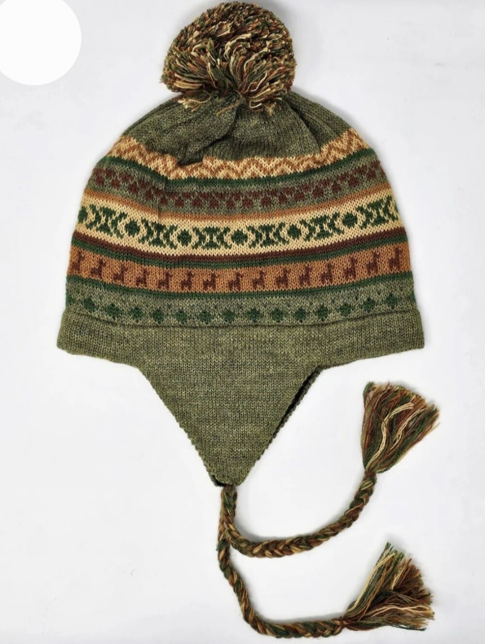 Peruvian Link Alpaca Wool Terra Chullo Fleece Lined Winter Pom-Pom Hat